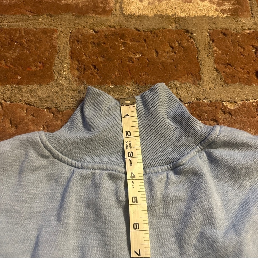 Anthropologie Pilcro S Blue Funnel-Neck Bubble-Hem Cropped Mock Neck Sweatshirt - Picture 14 of 14